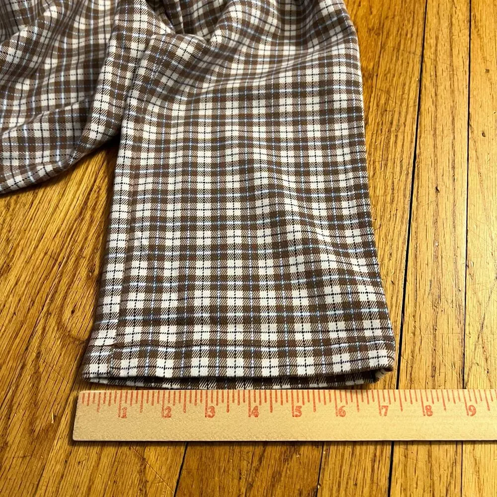 Brandy Melville Pants Women One Size Brown Straight Plaid 25x29.5 High Rise